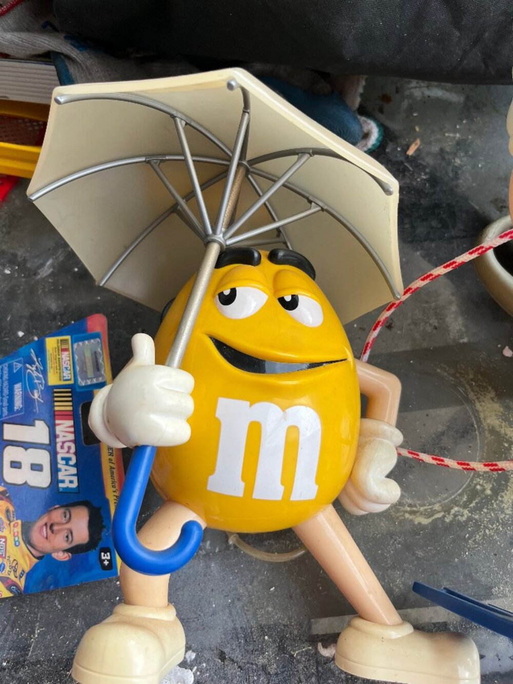 M&M Yellow Plastic Radio with Umbrella Character Figure
